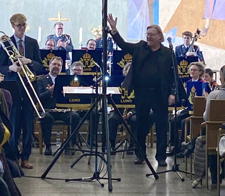 Lukas och Jörgen Flink nöjda efter Tomasis trombonekonsert i Sankt Andreaskyrkan i Malmö